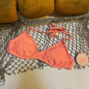 NWT SO Lace Bathing Swim Suit Bikini Top S Small SM